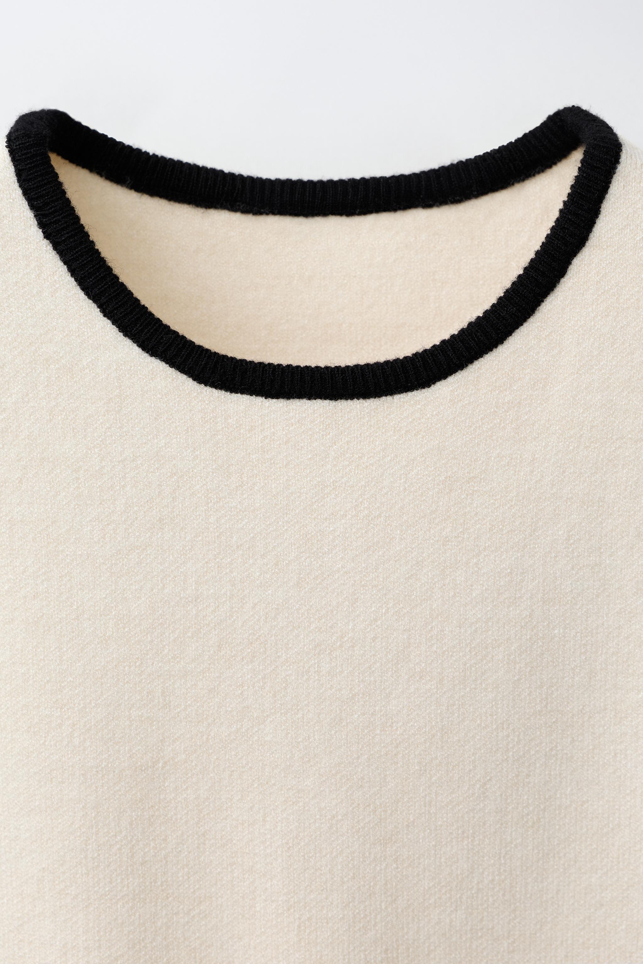 CONTRAST BOW KNIT DRESS